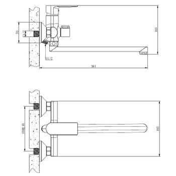 Смеситель для ванны Belz B679 B22679 универсальный Хром — фото 2, Смеситель для ванны