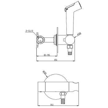 Гигиенический душ со смесителем Raglo R23.56.06 с термостатом Черный матовый — фото 2, Гигиенические души