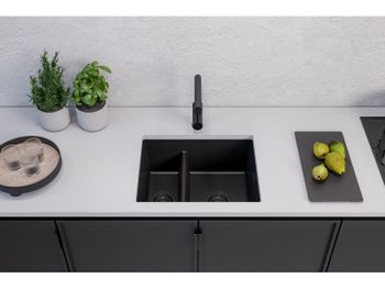 Мойка для кухни ALVEUS OMNI 50 GRANITAL DEEP BLACK-G90 BE 550x450x198 с сифоном 1149000 — фото 2, Кухонные мойки