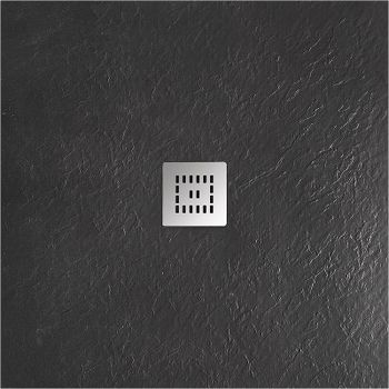 Душевой поддон из искусственного камня BelBagno Uno 90x90 TRAY-MR-UNO-A-90-35-NERO-CR Черный матовый — фото 1, Душевые поддоны из искусственного камня