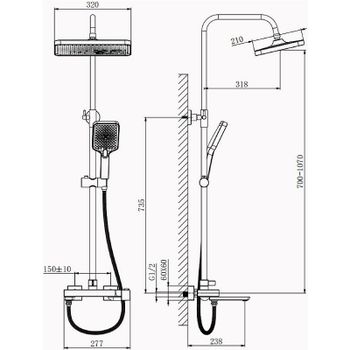 Душевая система Belz B672-7 B24672-7 Черная матовая — фото 3, Душевые стойки