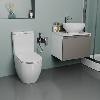 Унитаз компакт D&K Matrix DT1397016 с бачком и сиденьем Микролифт — фото 3, Напольные унитазы