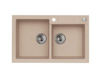 Мойка для кухни ROCK 90 GRANITAL ARCTIC-G11 780x480x180;2x с сифоном 1105299, — фото 1, Кухонные мойки