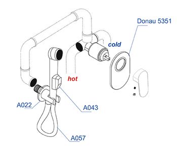 A11057 Встраиваемый комплект для биде со шлангом 120 см — фото 2, Гигиенические души