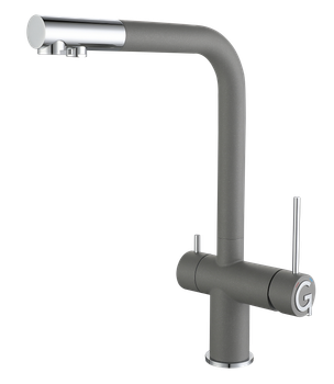 Товар: Rivelato Смеситель для кухни Lugano Г-обр. с краном питьевой воды D-35мм grigio metallizzato cromo а - фото 1 Rivelato Смеситель для кухни Lugano Г-обр. с краном питьевой воды D-35мм grigio metallizzato cromo а — фото 1, Смесители для кухни