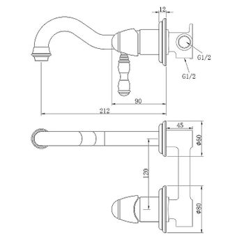 Смеситель для раковины Bronze de Luxe Tiffany 1920CR Хром — фото 4, Смесители для раковины