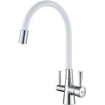Смеситель для кухни Lemark Comfort LM3075C-White Хром Белый — фото 1, Смесители для кухни