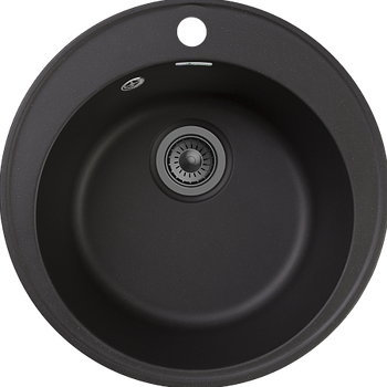 GRANFEST Мойка QUARZ 08 1-чаша D-480мм черный арт.GF-Z- — фото 1, Кухонные мойки