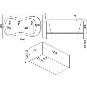 Акриловая ванна Bas Кэмерон 120x70 В 00018 без гидромассажа — фото 3, Акриловые ванны