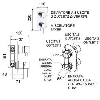Смеситель для душа Remer X-Style X93 Хром — фото 2, Смеситель для душа