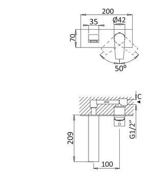Встраиваемый смеситель для раковины CEZARES NAUTIC-BLI-NOP — фото 2, Смесители для раковины