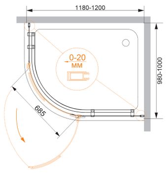 Душевой уголок CEZARES BERGAMO-W-RH-1-120/100-ARCO-C-Cr-R-IV — фото 2, Душевые уголки