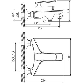 Смеситель для ванны Haiba HB60548-8 Белый Хром — фото 2, Смеситель для ванны