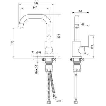 Смеситель для раковины Maretti Project-S PS32RP55 Сатин — фото 2, Смесители для раковины