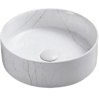 Раковина-чаша CeramaLux 35 C1112 Белая мраморная — фото 1, Раковины накладные