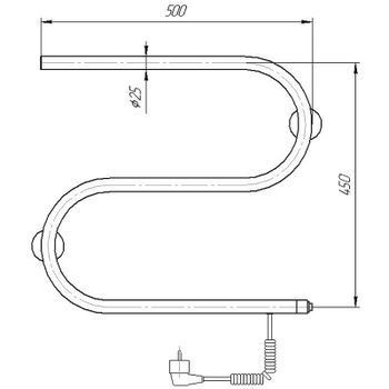 Электрический полотенцесушитель Domoterm S-образный DMT 112 42x50 EK R Хром — фото 2, Электрические полотенцесушители