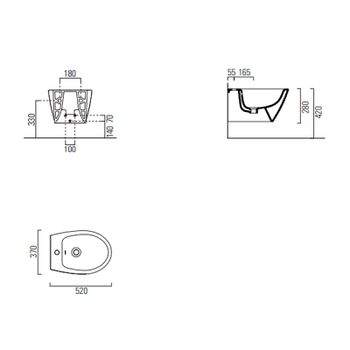 Биде GSI Modo 9864126 подвесное Ardesia opaco — фото 2, Биде подвесные