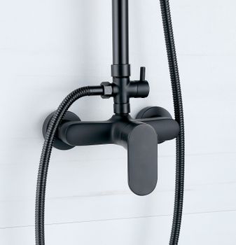 Душевая система Bond B01-8488 Черная матовая — фото 7, Душевые стойки