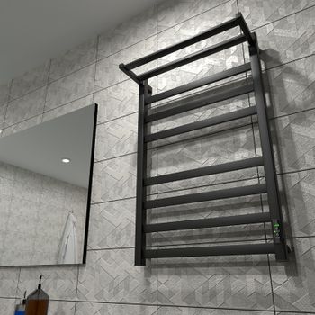 Электрический полотенцесушитель Маргроид 8110 профильный 810x500 8110-8050-5179-9005 с полкой Черный — фото 2, Электрические полотенцесушители