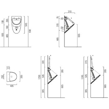 Писсуар GSI Community 769611 подвесной Белый без крышки — фото 2, Писсуары