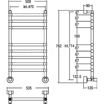 Водяной полотенцесушитель Margaroli Sole 464-8 4644708CRN Хром — фото 2, Водяные полотенцесушители