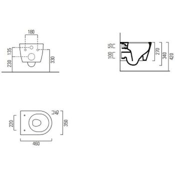 Унитаз GSI Pura 880211 подвесной Белый глянцевый без сиденья — фото 2, Подвесные унитазы