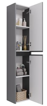 Пенал Luxury 35см, подвесной/напольный, универсальный , 2 дверцы, 2 полки, серый базальт — фото 3, Пеналы для ванной комнаты