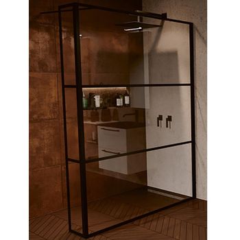 Душевая стенка Riho Grid 90 G004037121 (GB4090030) профиль Черный стекло прозрачное — фото 1, Боковые стенки