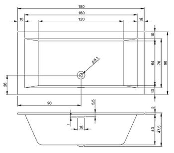 Акриловая ванна Riho Rething Cubic 180х90 B107001005 (BR0900500000000) без гидромассажа — фото 2, Акриловые ванны