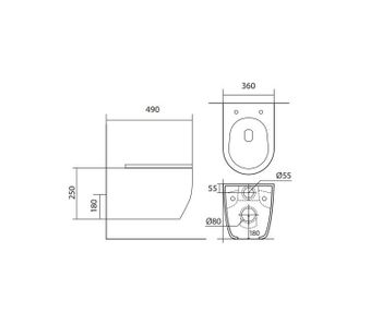 Унитаз подвесной AQ1106T-00 ЕВРОПА TORNADO 490*360*250мм, тонкое сиденье с механизмом плавного закры — фото 2, Подвесные унитазы