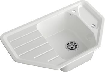 GRANFEST Мойка CORNER 800E угловая 800*500мм иней арт.GF-C — фото 1, Кухонные мойки