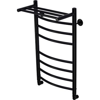 Водяной полотенцесушитель Comfysan Noumi W-8 80x40 014049 с полкой Черный матовый — фото 1, Водяные полотенцесушители