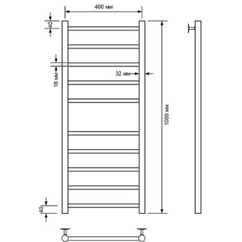 Водяной полотенцесушитель Comfysan Noumi W-10 100x40 013929 Черный матовый — фото 2, Водяные полотенцесушители