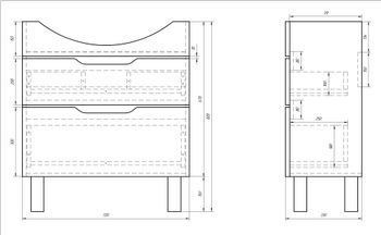 Тумба LAGUNA PLUS, 75 см, подвесная/напольная, 2 ящика, с опорами, белый глянец — фото 6, Тумбы под раковину