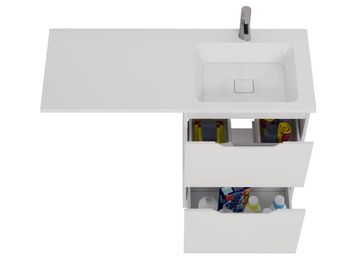 Тумба Bona, 60 см, напольная, 2 ящика, белый глянец — фото 13, Тумбы под раковину