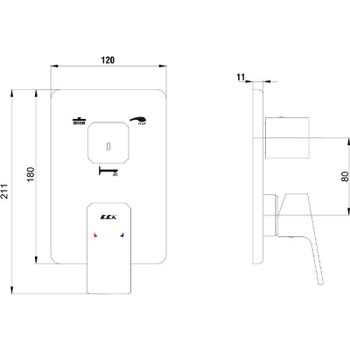 Смеситель для душа E.C.A. Tiera 102167305EX-K Хром — фото 2, Смеситель для душа