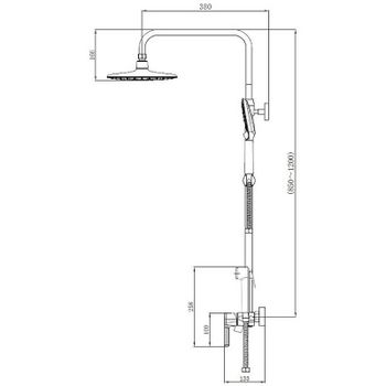 Душевая система Haiba HB24814-7 Черная матовая — фото 4, Душевые стойки