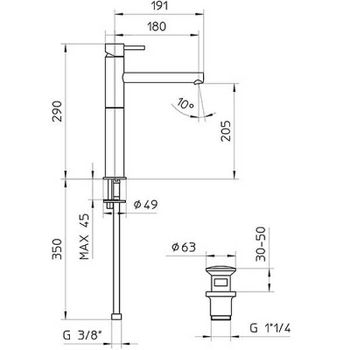 Смеситель для раковины Bossini Oki Z005303.073 Черный матовый — фото 2, Смесители для раковины