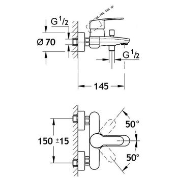 Смеситель для ванны AQUAme Prato AQMP6122 Хром — фото 3, Смеситель для ванны
