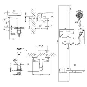 Комплект смесителей Lemark Point LM0380C Хром — фото 4, Готовые комплекты для ванной комнаты