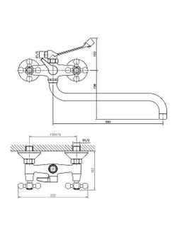 Смеситель для ванны Haiba HB2619-4 универсальный Бронза — фото 2, Смеситель для ванны