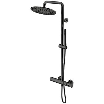 Душевая система Gattoni Circle Two KIT/TS60NO с термостатом Черная матовая — фото 1, Душевые стойки