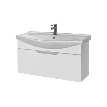Тумба LAGUNA, 105 см, подвесная, 1 ящик, белый глянец — фото 1, Тумбы под раковину