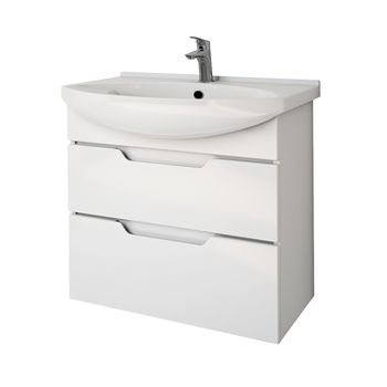 Тумба LAGUNA PLUS, 65 см, подвесная/напольная, 2 ящика, с опорами, белый глянец — фото 11, Тумбы под раковину