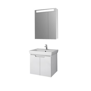 Тумба Q (D), 70 см, подвесная, 2 дверцы, белый глянец — фото 13, Тумбы под раковину