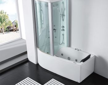 Акриловая ванна с душевой кабиной Gemy 170х85 G8040 B L с гидромассажем — фото 4, Акриловые ванны