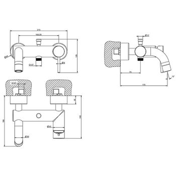Смеситель для ванны Gessi Emporio Via tortona 18613#149 Никель брашированный — фото 2, Смеситель для ванны