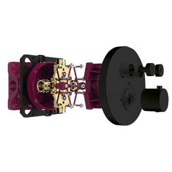 Смеситель для душа AQUAme AQM8802MB с термостатом Черный матовый — фото 1, Смеситель для душа