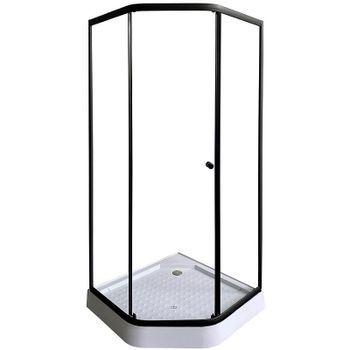 Душевой уголок Parly 90x90 ZEP91B профиль Черный стекло прозрачное — фото 1, Душевые уголки трапеция