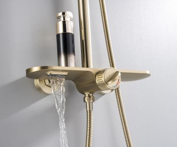 Душевая система Bronze de Luxe Icon 80112CG Золото матовое — фото 4, Душевые стойки